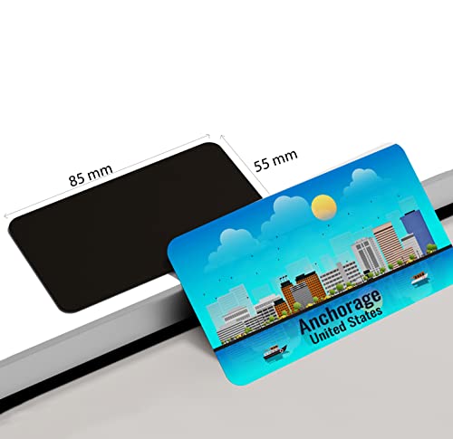 Image of dhcrafts Rectangular Rubber Fridge Magnet /Magnetic Card Blue United States Anchorage Design Pack of 1 (8.6cm x 5.4cm)
