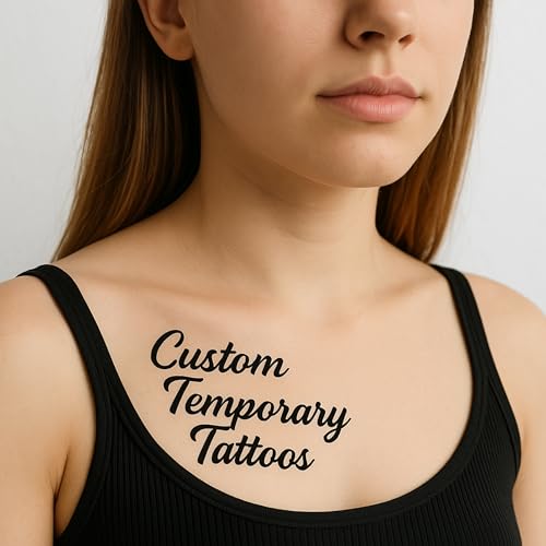 Personalized Temporary Tattoos – Waterproof Custom Name Tattoo for Adults – Fake Tattoos with Your Own Text – Great Gift for Men, Women, and Party Events