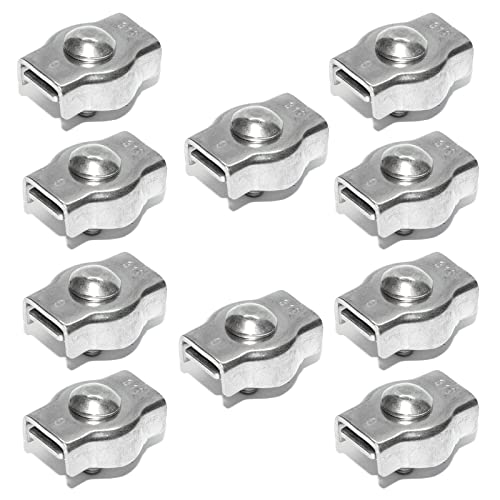 PRIOstahl Simplexklemmen Seilklemmen Drahtseilklemme Drahtseil Klemme - 4mm x 10 Stück mit Sicherungsmutter Seilwerk Stahlseil Seilendverbindung Seilspanner Verbinder Klemmen aus Edelstahl V4A