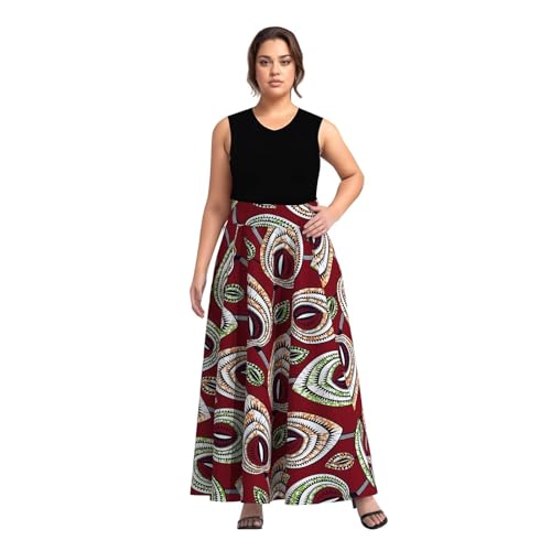 iooiooi African Skirt for Women Ankle Length Cotton Dashiki Print Long Skirt2