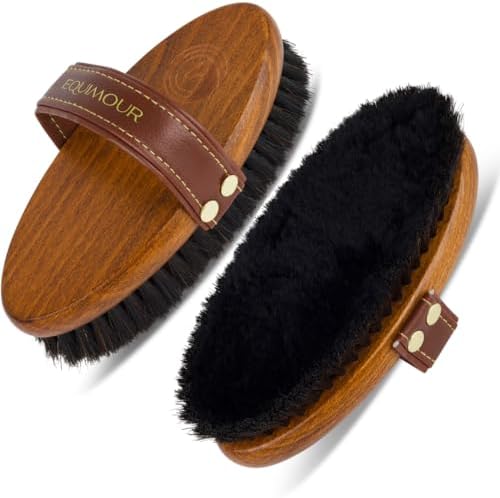 Equimour Metallstriegel AIK - Pferdestriegel Mit Messingzinken Und Holzgriff