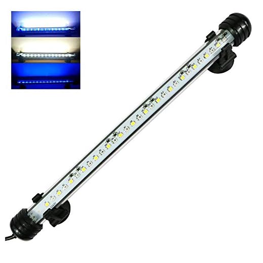 MingDak Submersible LED Aquarium Light,Fish Tank Light with Timer Auto On/Off, White & Blue LED Light bar Stick for Fish Tank, 3 Light Modes Dimmable,6W,11 Inch