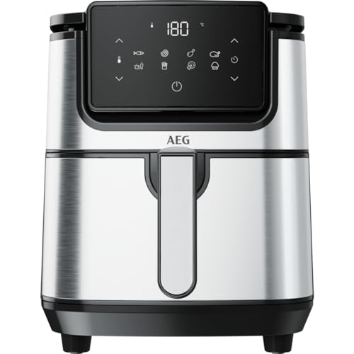 Foto von AEG AF6-1-4ST Heißluftfritteuse / Frittieren / Grillen / Braten / Backen ohne/wenig Öl / 8 Programme / 3,5 l Fassungsvermögen / spülmaschinenfest / LED Touch-Display / programmierbar / Edelstahl, Grau