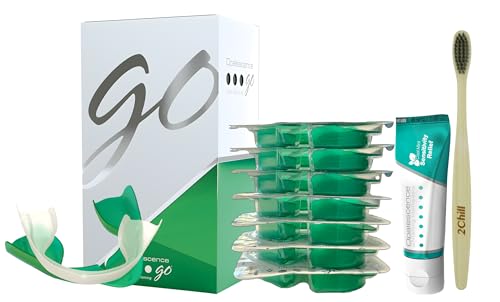 Opalescence GO 15 Whitening Bundle - (7 Treatments) Hydrogen Peroxide Prefilled Teeth Whitening Trays and Travel Sensitive Whitening Toothpaste 1 Oz - Mint Flavor- Includes a Toothbrush - 6288-1T