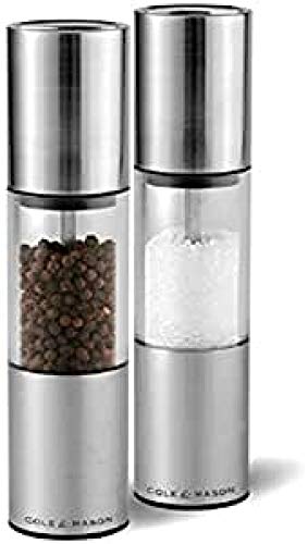 Cole & MasonH56390P Oslo Salt and Pepper Mills, Precision+, Stainless Steel/Acrylic, 185 mm, Gift Set, Includes 2 x Salt and Pepper Grinders