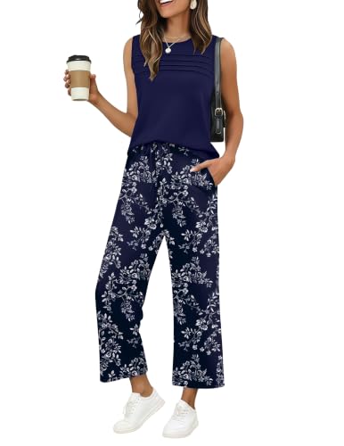 Ekouear 2 Piece Sets for Women Summer Sleeveless Top Lounge Sets - image 1