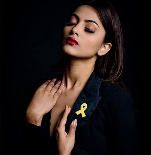 12/25/50/100/200 pieces Metal Yellow Ribbon Pin Awareness Ribbon lapel Pins Bone Cancer Awareness Support Campaign Charity Donation Event Gift Accessories Brooch pins bulk4