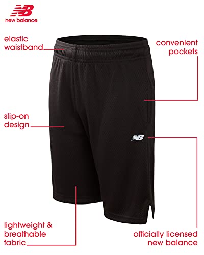 New Balance Boys' Athletic Shorts - 2 Pack Active Performance French Terry Gym Shorts (4-16), Size 14/16, Grey/Black #TOP1