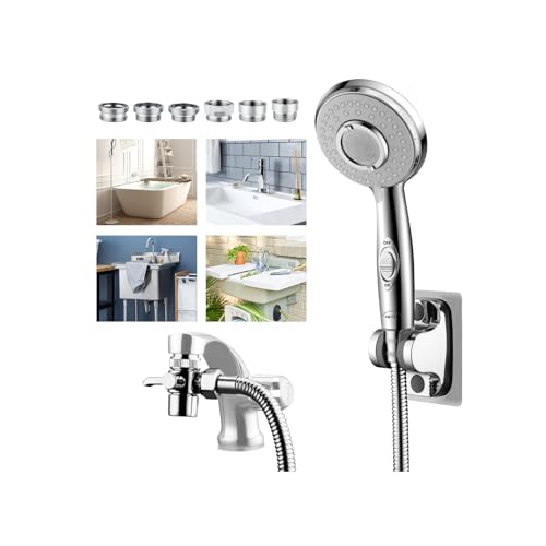 KLLEYNA Shower Head Hose Attachment for Sink/Tub Faucet - ON/OFF Jets Sprayer for Dog Wash/Bathtub Cleaning/Baby Bath/Hair Rinse, Tap Extender Water Nozzle for Bathroom Kitchen Utility Garden Basement by klleyna - Used condition - US$26.09