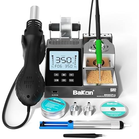 BK602Pro Soldering Station, C210 Soldering Iron Station& Hot Air Rework Station 2 In 1 Precision Soldering Kit, Large Display, Auto Sleep, Temperature Preset (BK602Pro) Cover