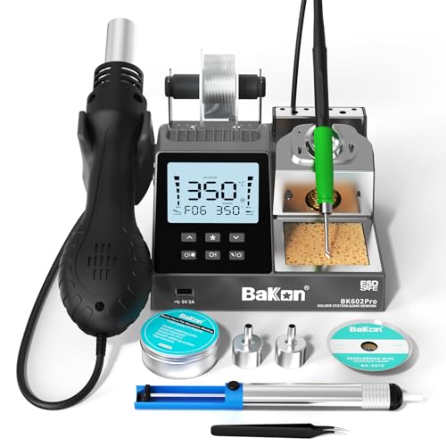 BK602Pro Soldering Station, C210 Soldering Iron & Hot Air Rework Station 2 In 1 Precision Soldering Practice Kit, Large Display, Auto Sleep, Temperature Preset
