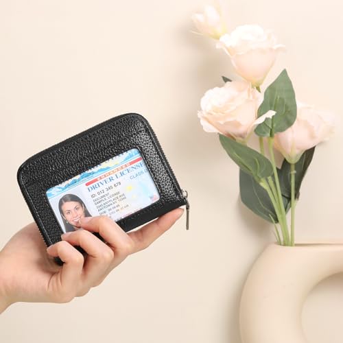 Image of SENDEFN Leather Wallet Women RFID Blocking Small Compact Wallets Credit Card Holder with ID Window