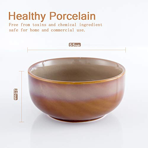 Hasense Ceramic Cereal Bowls Set Of 6 For Kitchen, 20 Ounce Soup Bowls For Pasta Salad Dessert Rice And Oatmeal, Brown #TOP4