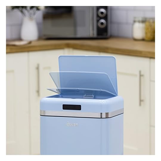 Swan Retro Kitchen Bin with Infrared Technology 45 L Duck Egg Blue