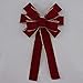 Burgundy Velvet Gold Edge Handcrafted Christmas Wreath Bow (8 inch bow)