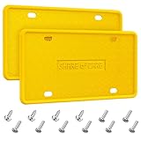 QiqaMole 2 Pack Silicone License Plate Frame Front Back License Plate Cover License Plate Bracket Holder Rust-Proof, Rattle-Proof, Weather-Proof, for US CA Standard Cars (Yellow)