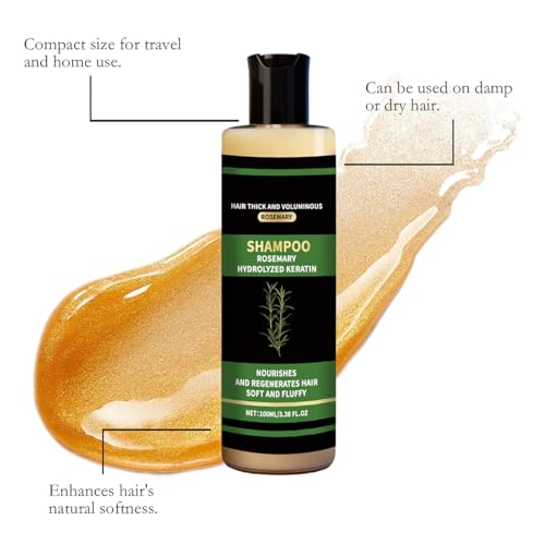 Image of THUIOP Organic Rosemary Hair Growth Shampoo, Rosemary Hydrolyzed Keratin Shampoo for Thinning Hair, Nourishes and Regenerates Hair for Women and Men.100ML*2Pcs