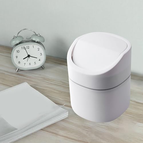 Small Trash Can with Lid, 0.5 Gal/1.8l Compact Removable Mini Wastebasket (White) - image 5