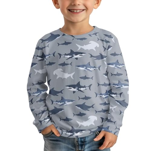 Long Sleeve Shirts for Boys Trendy Crew Neck Pullover Casual Loose Basic Sports Top Size 3-16