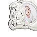 Happy Homewares Cute and Modern Star Shaped Two-Tone Silver Plated and Satin Silver Baby Picture Frame with Teddy Bear and Decorative Stars
