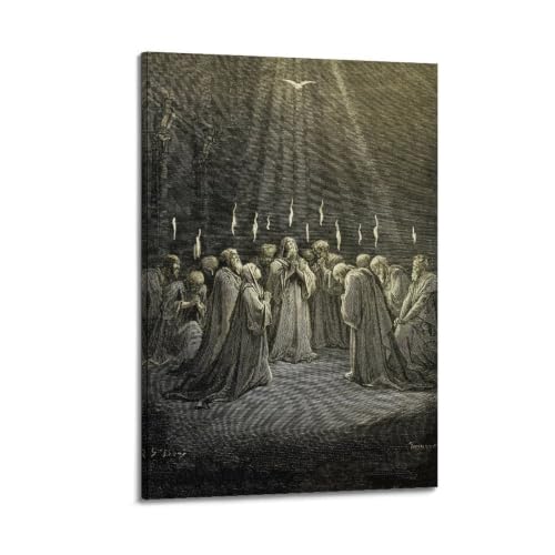 Póster de Gustave Doré, cuadro en lienzo The Descent of The Spirit decorativo de 20x30 cm