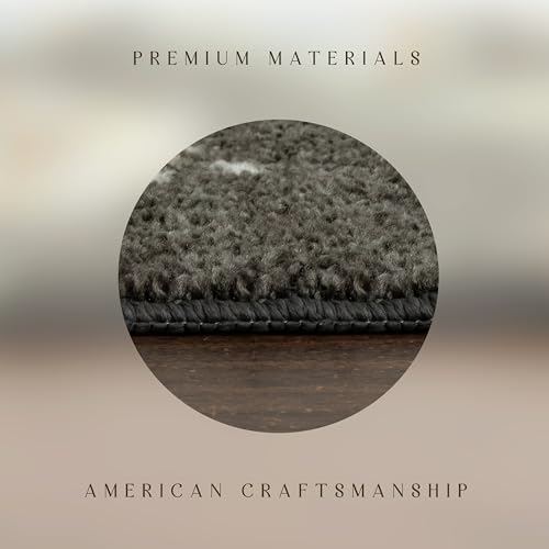 Maples Rugs Reggie Floral Area Rug - Made in USA - Low Pile, Non Slip, Pet-Friendly Mat for Living Room, Bedroom, and Office, 5' x 7', Dark Grey