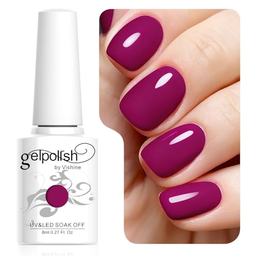 Vishine Smalto Semipermente per Unghie in Gel UV LED Smalti per Unghie Colori per Soak Off Manicure e Pedicure 8ml 1pzs - Dark Pink #087