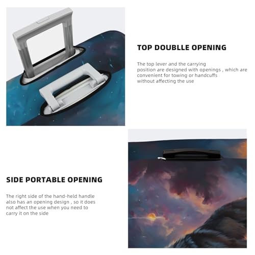 Travel Luggage Cover Protector - Night Sky Wolf Anti-Scratch Suitcase Covers Fits 18-32 Inch Luggage3