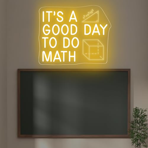 Image of It's A Good Day To Do Math Neon Sign, Math Classroom Decor, Math Teacher Gift, Funny Classroom Art Wall Decoration, 16.5 inchx13 inch, Yellow