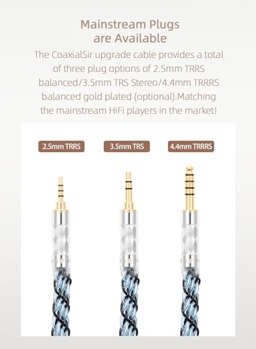 Image of IEM MMCX 4.4MM Balanced Cable, 4ft+ /1.3Meter Long, 8-Strand OCC Silver in Ear Monitor Wire for SE846 Cable, se535 Cord, Dunu TITAN6, DK3001Pro, DK4001 (4.4mm to Dual MMCX Male Version)