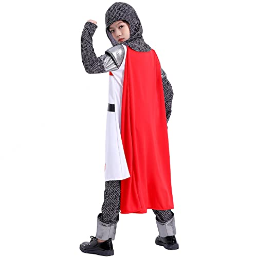 Rabiss Kids Knight Costume For Boys And Girls Medieval Knight Child's Costume Narnia Costume Renaissance Roman Warrior Costume Halloween Carnival Noble Knight Costume Kids Crusader Knight Boys Costume #TOP3