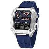 TICKEEN Orologio da Uomo Orologio Sportivo Digitale Orologi Rettangolari Orologi Impermeabili con Allarme/conto Alla Rovescia/Cronometro/Luce/Militare Orologio da Polso Multifunzionale (Argento-Blu)