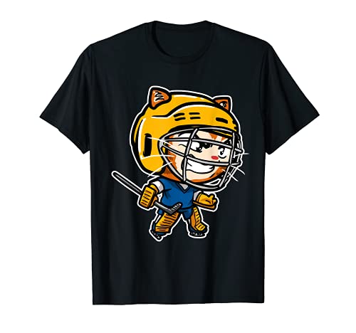 Kawaii Cat Ice Hockey Goalie T-Shirt