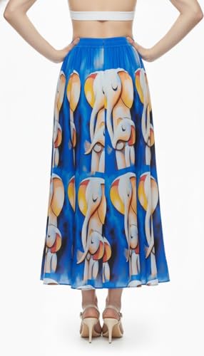 Image of VAGISHA Women's 4-Metre Flared Long Skirt | Skirts for Women Long Length | Long Skirts for Girls | Ethnic & Boho Printed Wear with Elastic Waist | Perfect for Party, Festive & Casual Look