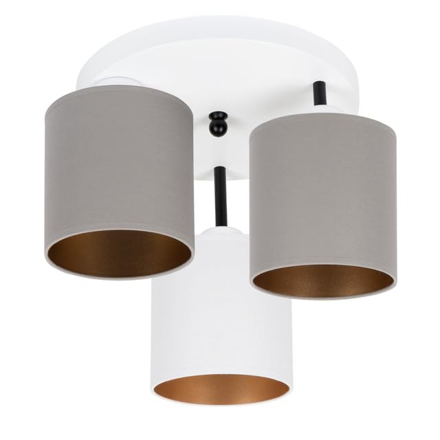 Deckenlampe 3 Flammig Deckenleuchte E27 LED Geeignet Wohnzimmer Schlafzimmer Küche CL-3030WE-GRWEGR Weiß - Grau/Weiß/Grau