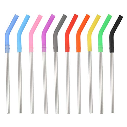Pailles courbes acier inoxydable buse réutilisables lavables - 2