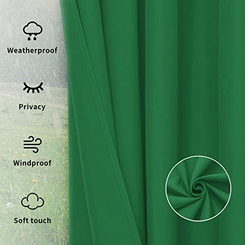 Image of Easy-Going Outdoor Curtains for Patio 1 Panel, 150x84 inch, Green | Waterproof, Windproof, Weatherproof Privacy Outdoor Curtains for Cabanas Porches and Pergolas, Grommet Top and Tab Bottom