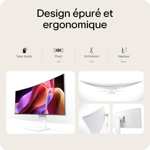 LG UltraWide™ 40U990A-W.AEU Ecran PC Ultra Large 40" - Dalle IPS résolution WUHD (5120x2160), 5ms GtG 120Hz, DisplayHDR™600, DCI-P3 99% (CIE1976), FreeSync Premium