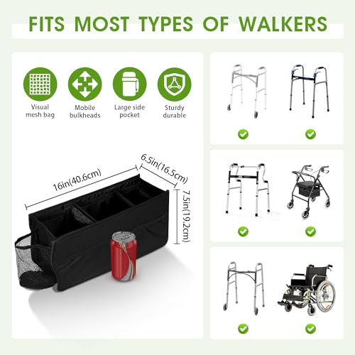 BOHEMIABY Cesta Para Andador Com Porta-Copos, Bolsas Para Andador Para Andador Dobrável, Acessórios