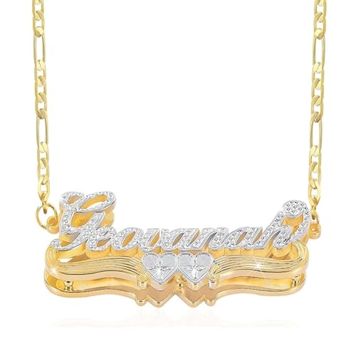 Double Plated Name Necklace Personalized Name Plate Necklaces Custom Name Necklace 18K Gold Plated Name Necklaces for Women Men