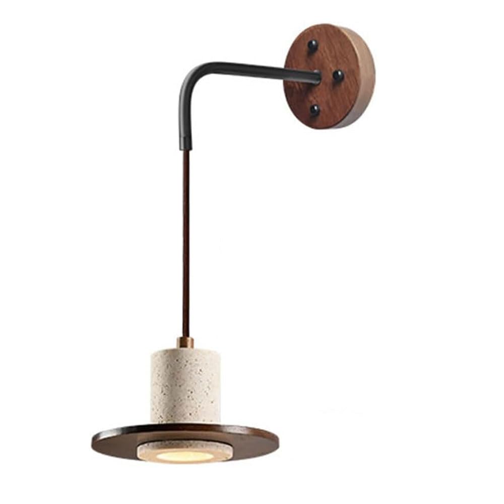 HUAYUSEDF Modern Industrial Style Wall-Mounted Light Fixtures, E26 Screw Single-Head Wall Lamp, Personalized Yellow Travertine Wood Sconce, Hallways Entryways Living Room Decorative