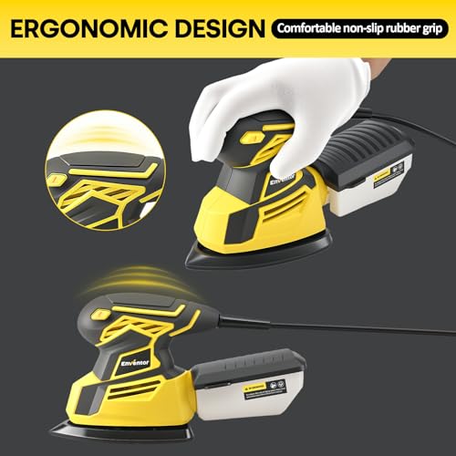 Enventor Detail Sander, 130W 13500 Compact Electric Mouse Sander with Dust Collector, 20PCS Sandpapers, Ideal for Wood, Furniture, Metal Sanding and Polishing, Paint Removing - Image 5