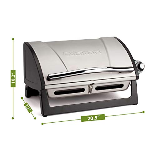 Cuisinart CGG-059 Propane, Grillster 8,000 BTU Portable Gas Grill & CGC-21 All-Foods Gas Grill Cover , Black