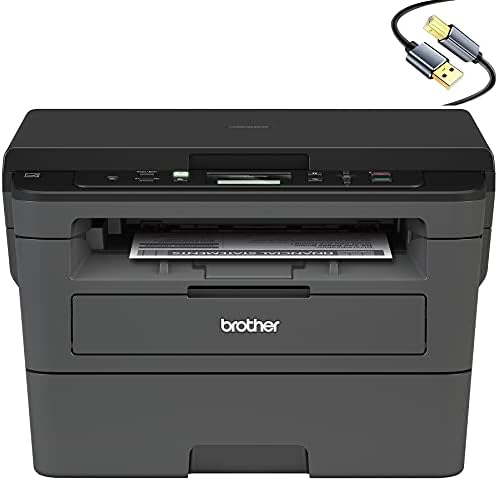 Brother Compact Monochrome Laser Wireless All-in-One Printer HL-L2390D for Business Office - Flatbed Print Copy Scan - 32ppm Print Speed, Duplex Two-Sided Print, 250-Sheet, Tillsiy USB Printer Cable