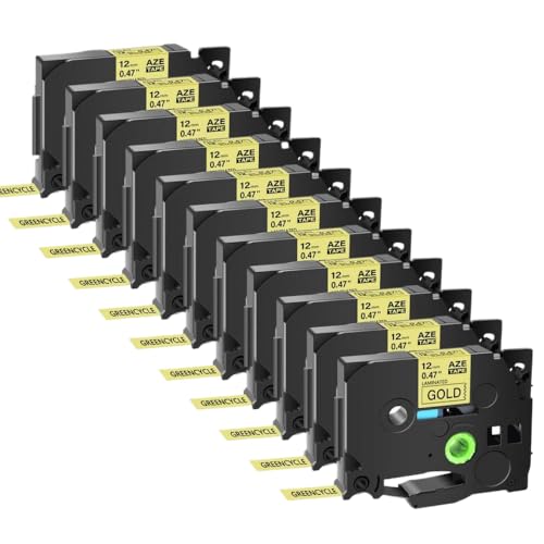 11PK �}���`�J���[ TZE 231 631 12mm ���x���e�[�v �v�����^�p�i PT-H110 PT-HD200 TZ 531 131 �ƌ݊�������(Black on gold)