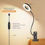 Woputne Desk Lamp Clip Light, 10 Dimmable Brightness 3 Light Modes Reading Light, Clamp Bedside Lamp for Painting, Craft, Study (Black) - Image 5