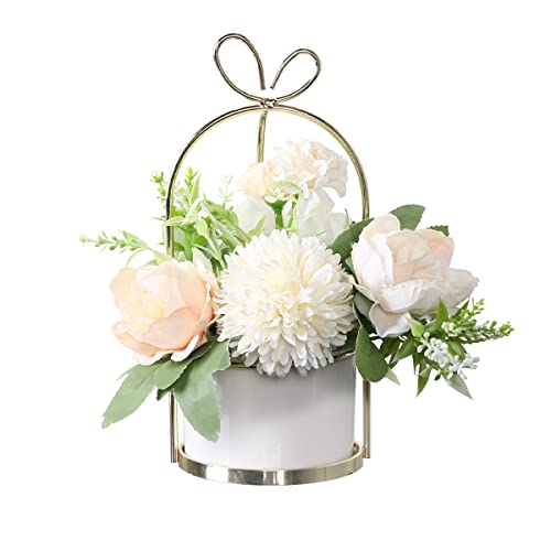 Veryhome Künstliche Blumen Hortensie Chrysantheme Topf Gefälschte Blumen Hängen Topfpflanzen Für Zuhause Wohnzimmer Büro Party Dekoration ( Chrysantheme Topf-Weiß ) Cover