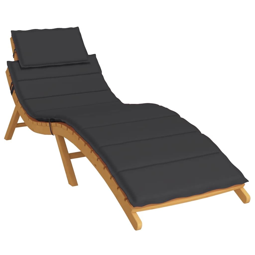 Cuscino per Lettino Prendisole da Giardino Nero 186x58 cm