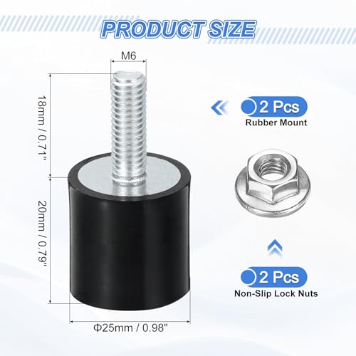 Isolateur vibrations caoutchouc M6 uxcell pour stopper les secousses - 2