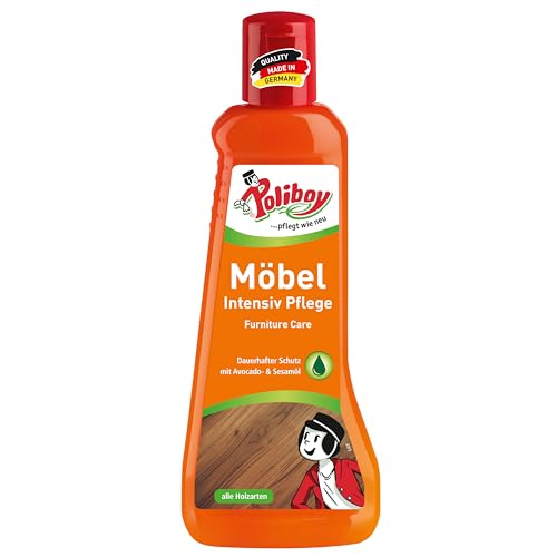 POLIBOY Möbel Intensiv Pflege - Pflegemittel für lackiertes Holz - Schützende und auffrischende Holzpflege - Farbneutral - 1x 200ml - Made in Germany POLIBOY Möbel Intensiv Pflege - Pflegemittel für lackiertes Holz - Schützende und auffrischende Holzpflege - Farbneutral - 1x 200ml - Made in Germany